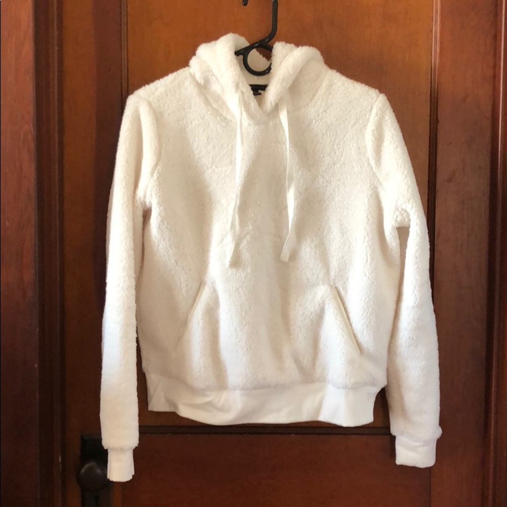 Ivory cropped Sherpa hoodie
